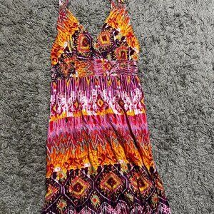 NWT Y2K Plus Size Fairy Boho Colorful Cotton Midi Dress Size 3X, best fits Xxl